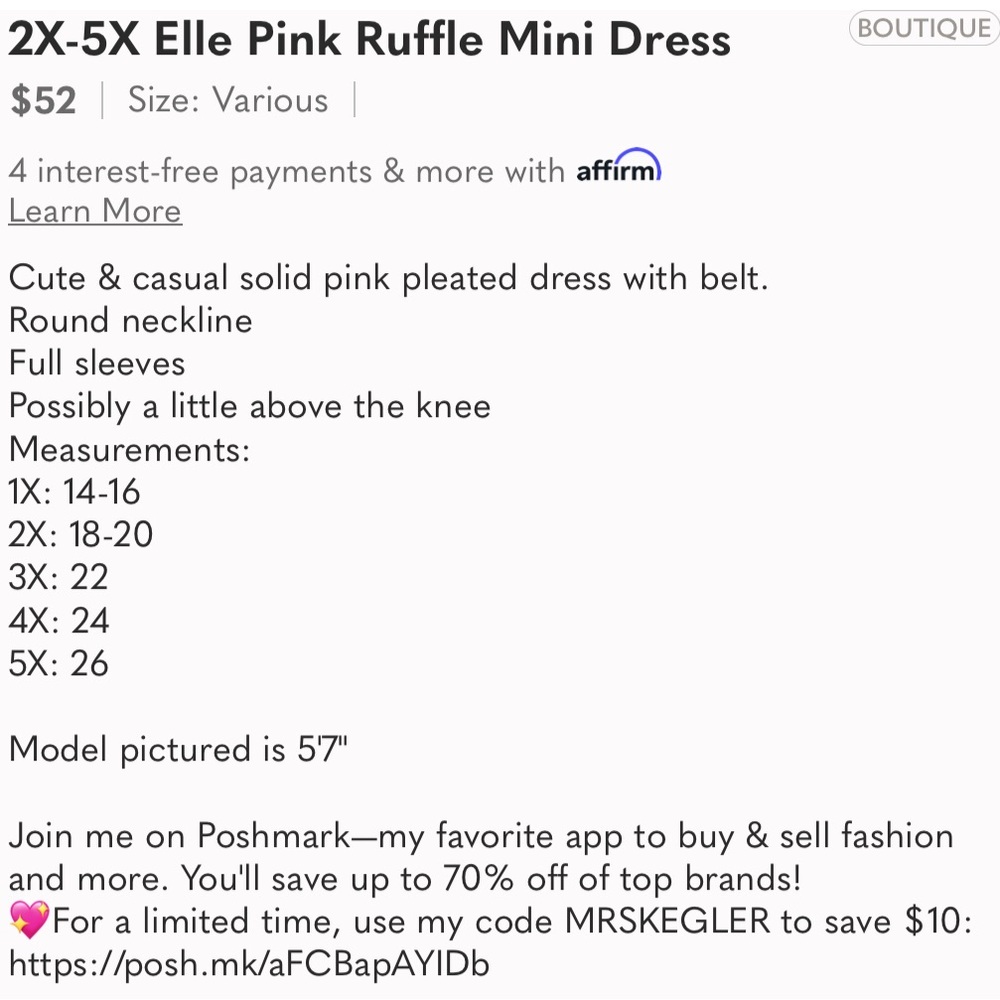 Plus Pink Ruffle Mini Dress w/Belt - Picture 9 of 9